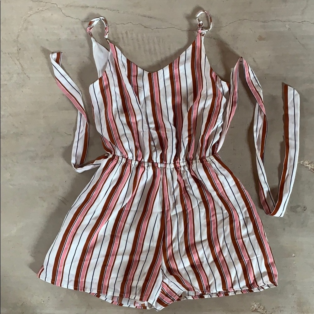 CUTE PINK STRIPED ROMPER!